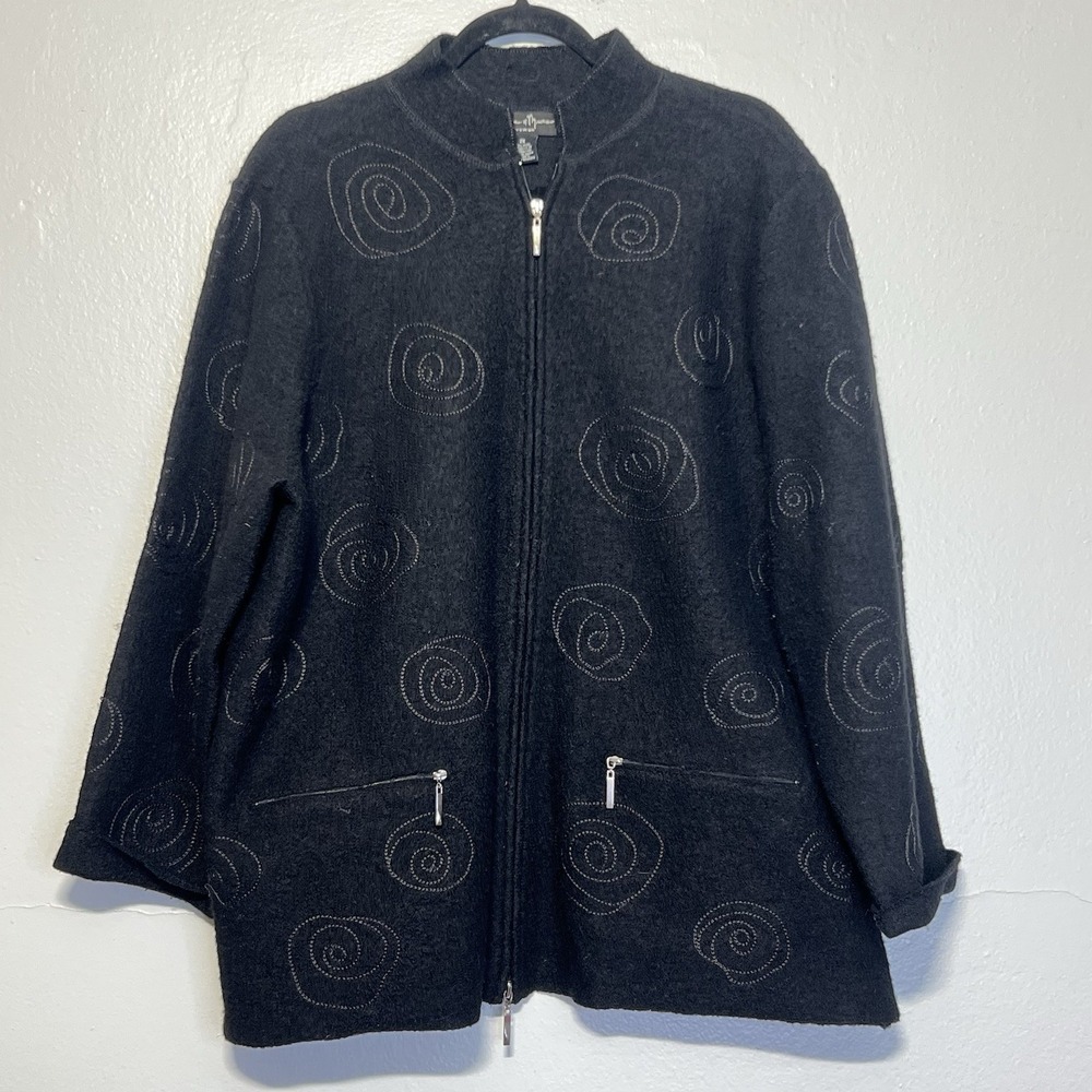 Mercer And Madison Boiled Wool‎ Fleece  Full Zip Jacket Spiral  Sz 2X FLAW